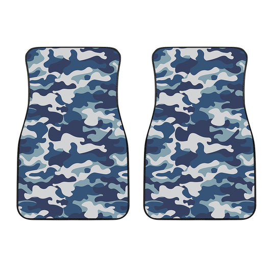 Blue And White Camouflage Print Front Car Floor Mats