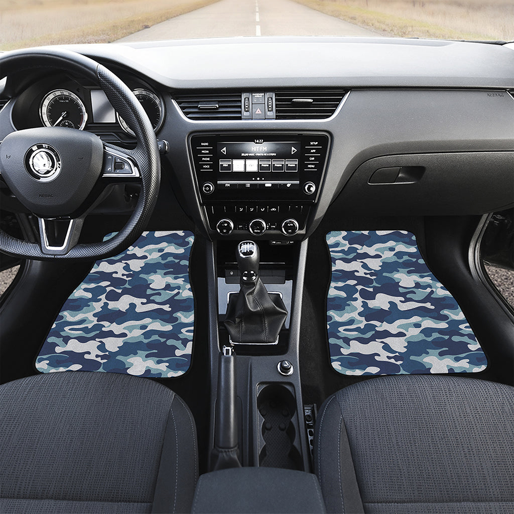Blue And White Camouflage Print Front Car Floor Mats