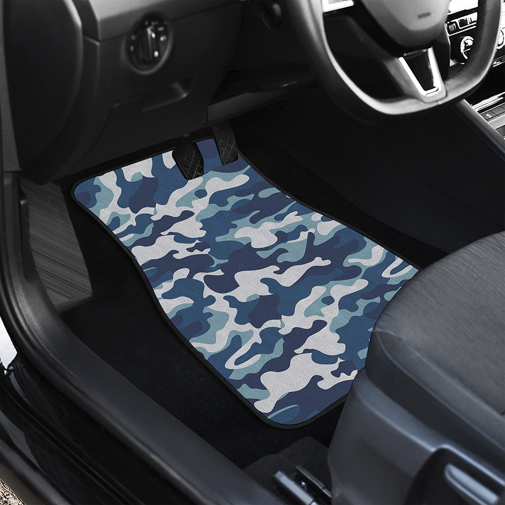 Blue And White Camouflage Print Front Car Floor Mats