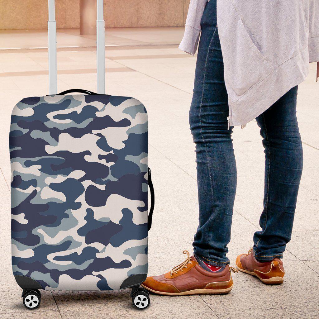 Blue And White Camouflage Print Luggage Cover GearFrost