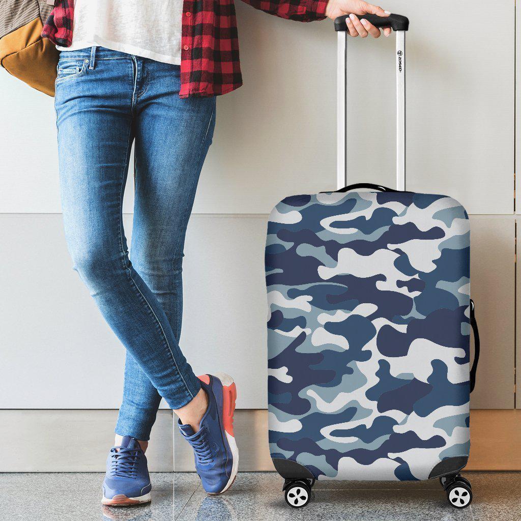 Blue And White Camouflage Print Luggage Cover GearFrost