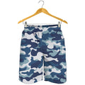 Blue And White Camouflage Print Men's Shorts