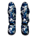 Blue And White Camouflage Print Muay Thai Shin Guards