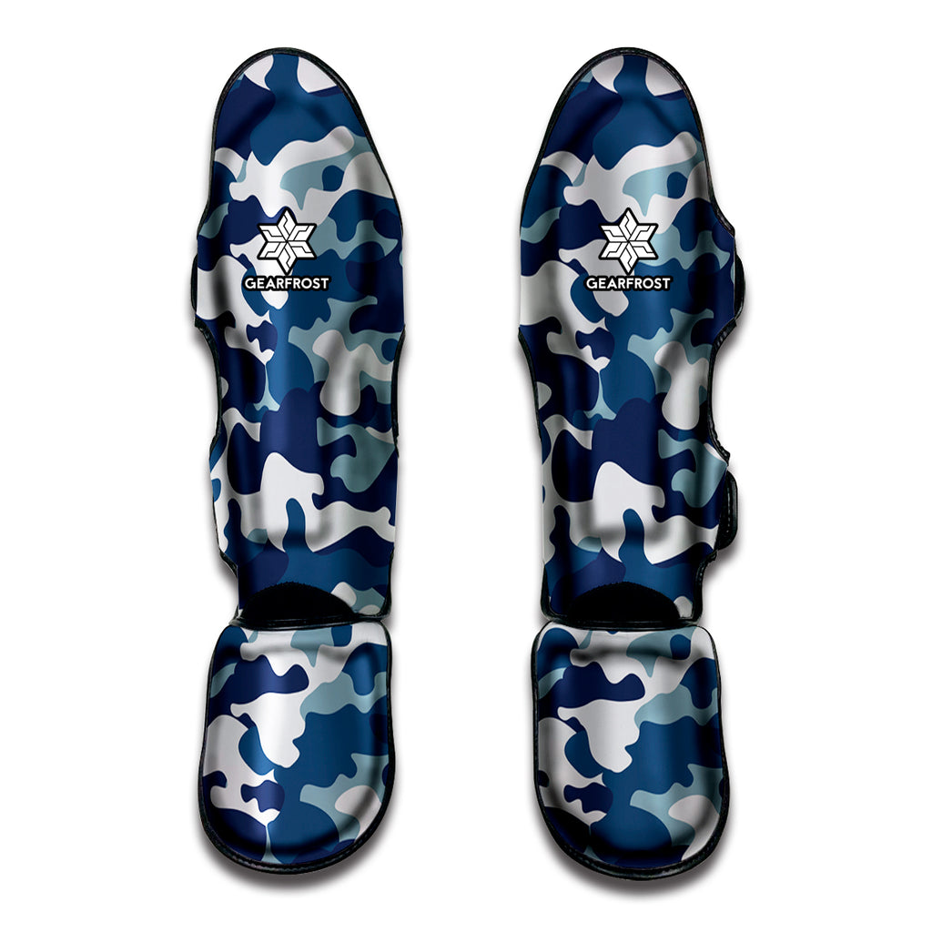 Blue And White Camouflage Print Muay Thai Shin Guard