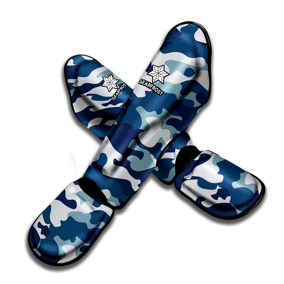 Blue And White Camouflage Print Muay Thai Shin Guard