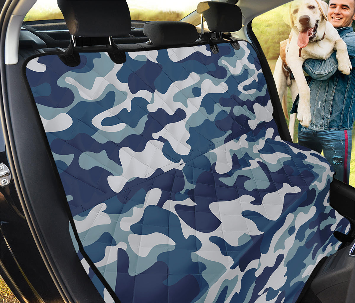 Blue And White Camouflage Print Pet Car Back Seat Cover