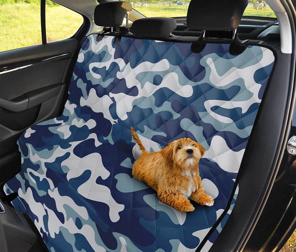 Blue And White Camouflage Print Pet Car Back Seat Cover