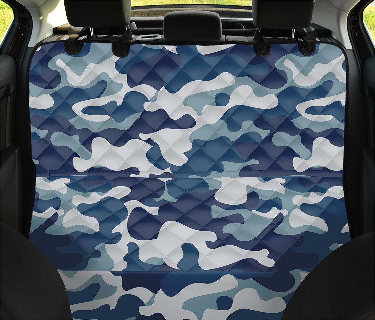 Blue And White Camouflage Print Pet Car Back Seat Cover