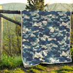 Blue And White Camouflage Print Quilt