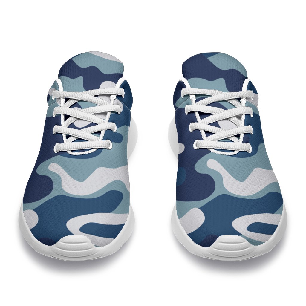 Blue And White Camouflage Print Sport Shoes GearFrost