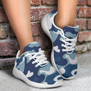 Blue And White Camouflage Print Sport Shoes GearFrost