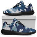 Blue And White Camouflage Print Walking Shoes
