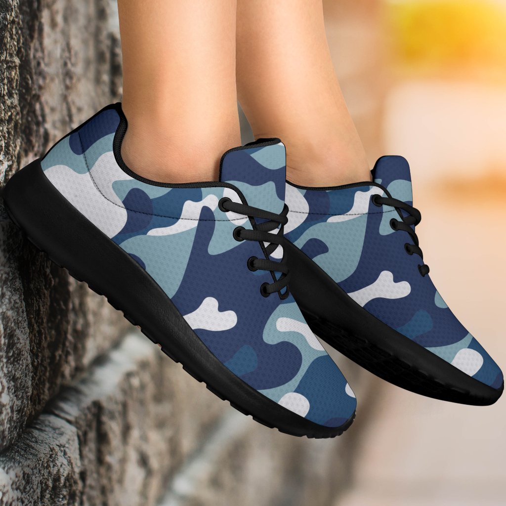 Blue And White Camouflage Print Sport Shoes GearFrost