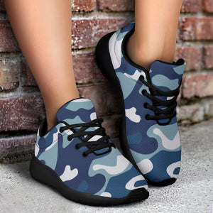 Blue And White Camouflage Print Sport Shoes GearFrost