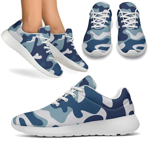 Blue And White Camouflage Print Sport Shoes GearFrost