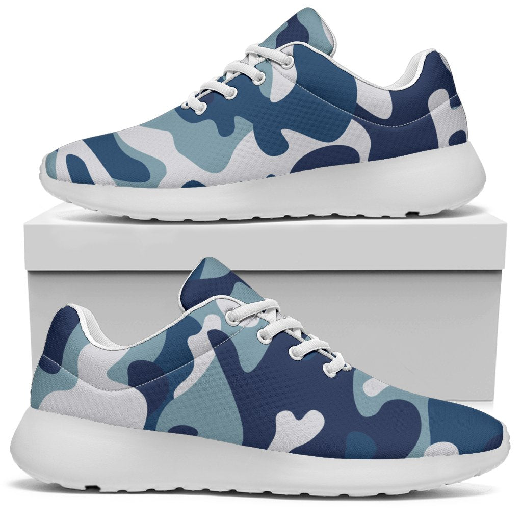 Blue And White Camouflage Print Sport Shoes GearFrost