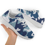 Blue And White Camouflage Print Sport Shoes GearFrost