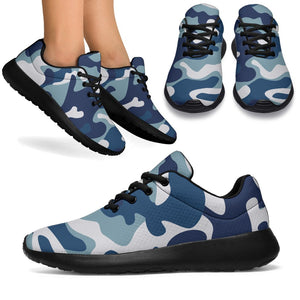 Blue And White Camouflage Print Sport Shoes GearFrost