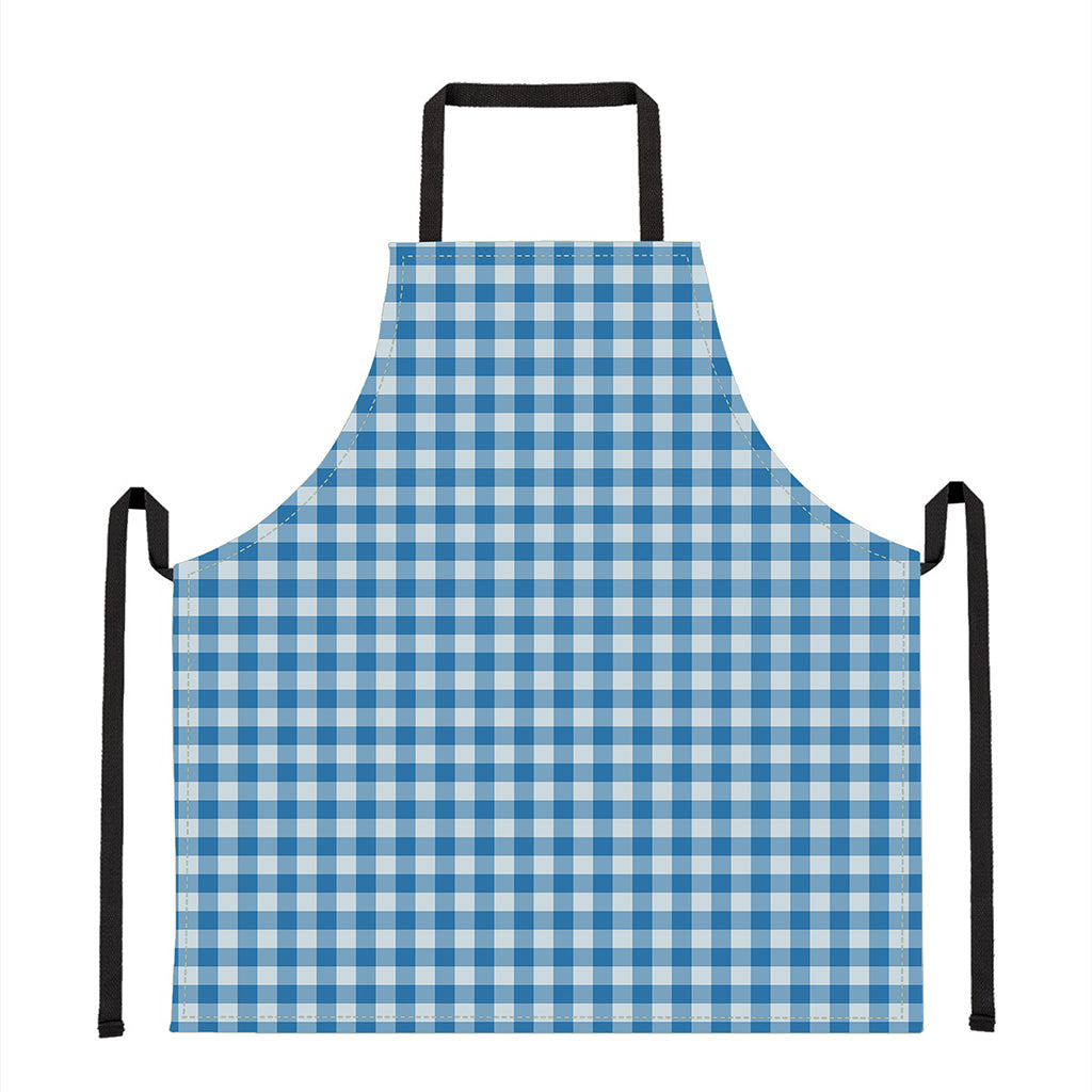 Blue And White Check Pattern Print Apron