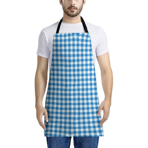 Blue And White Check Pattern Print Apron