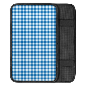 Blue And White Check Pattern Print Car Center Console Cover