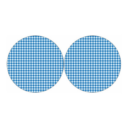 Blue And White Check Pattern Print Car Coasters
