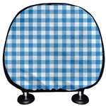 Blue And White Check Pattern Print Car Headrest Covers