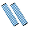 Blue And White Check Pattern Print Car Seat Belt Covers