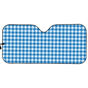 Blue And White Check Pattern Print Car Sun Shade