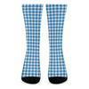 Blue And White Check Pattern Print Crew Socks