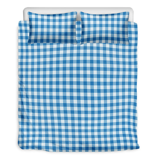 Blue And White Check Pattern Print Duvet Cover Bedding Set