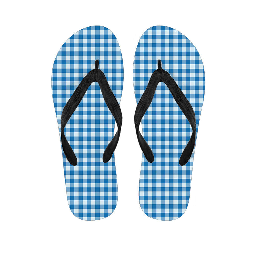 Blue And White Check Pattern Print Flip Flops