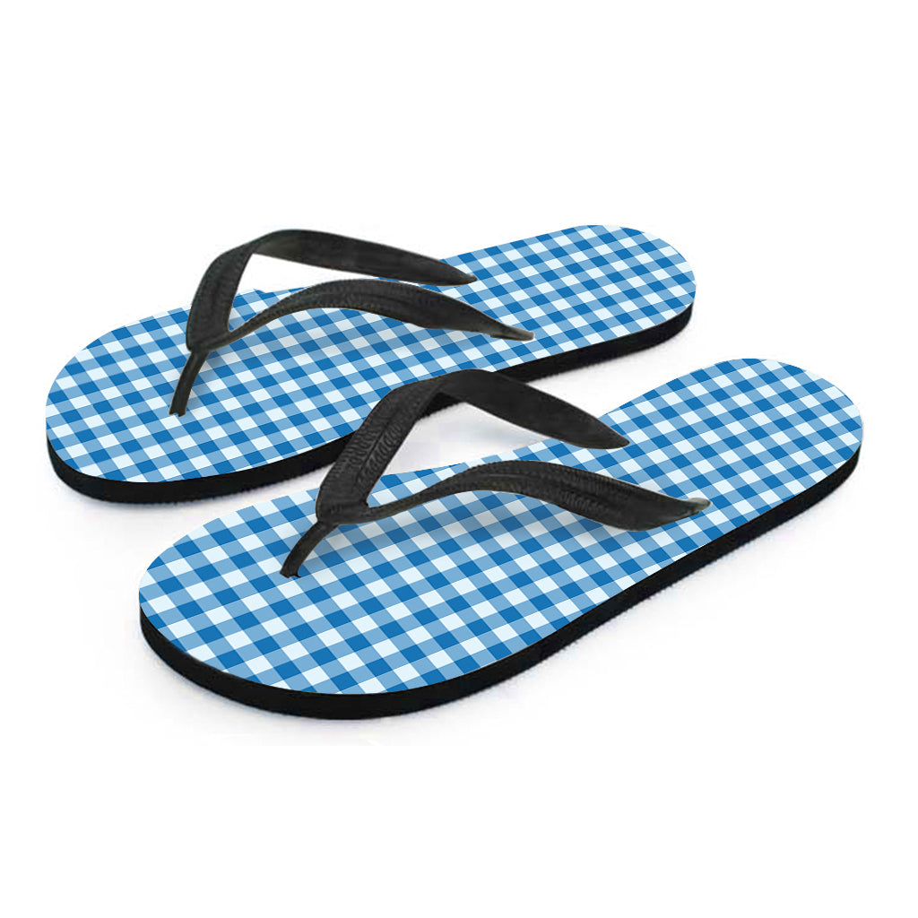 Blue And White Check Pattern Print Flip Flops