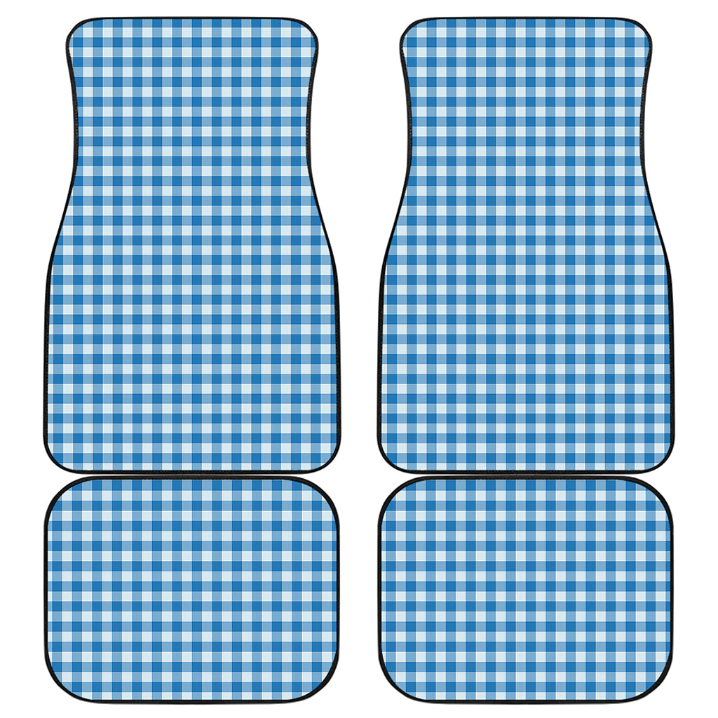 Blue And White Check Pattern Print Front and Back Car Floor Mats