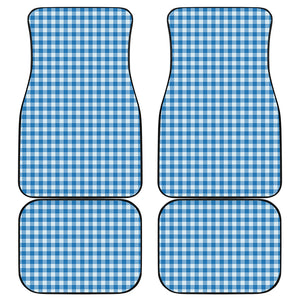 Blue And White Check Pattern Print Front and Back Car Floor Mats