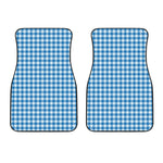 Blue And White Check Pattern Print Front Car Floor Mats