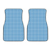 Blue And White Check Pattern Print Front Car Floor Mats