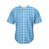 Blue And White Check Pattern Print Men's Baseball Jersey