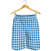 Blue And White Check Pattern Print Men's Shorts