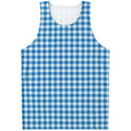 Blue And White Check Pattern Print Men's Tank Top