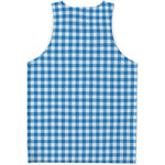 Blue And White Check Pattern Print Men's Tank Top