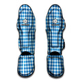 Blue And White Check Pattern Print Muay Thai Shin Guards