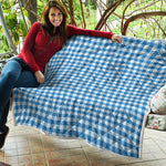 Blue And White Check Pattern Print Quilt