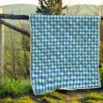 Blue And White Check Pattern Print Quilt