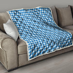 Blue And White Check Pattern Print Quilt