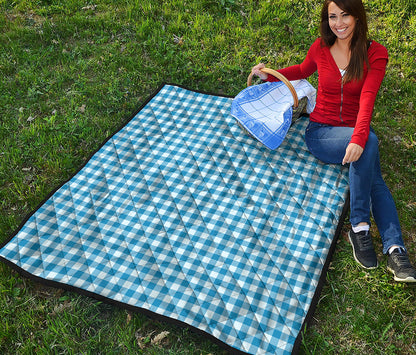 Blue And White Check Pattern Print Quilt