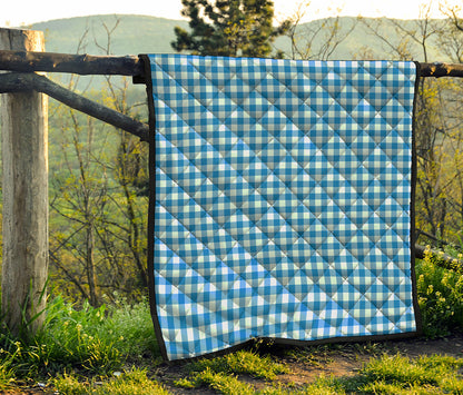 Blue And White Check Pattern Print Quilt