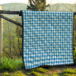 Blue And White Check Pattern Print Quilt