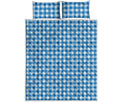 Blue And White Check Pattern Print Quilt Bed Set