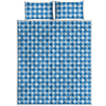 Blue And White Check Pattern Print Quilt Bed Set